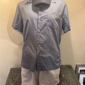Chef Works Gray Short Sleeve Button-Up Work Shirt – Size M